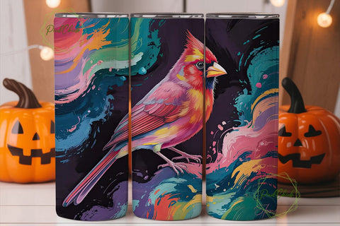 Cardinal Bird Abstract Art 20oz Tumbler Sublimation PixelChick 