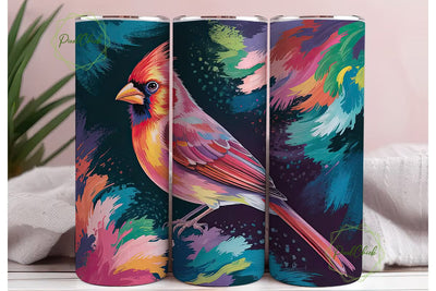 Cardinal Bird Abstract Art 20oz Tumbler Sublimation PixelChick 
