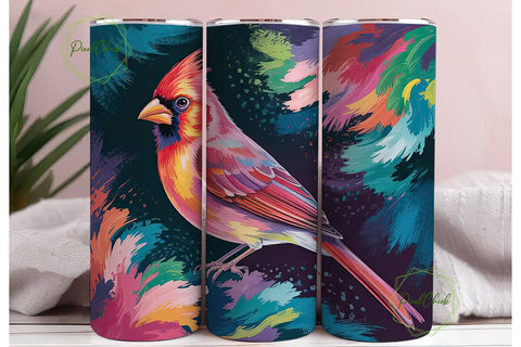 Cardinal Bird Abstract Art 20oz Tumbler Sublimation PixelChick 