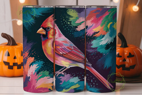 Cardinal Bird Abstract Art 20oz Tumbler Sublimation PixelChick 