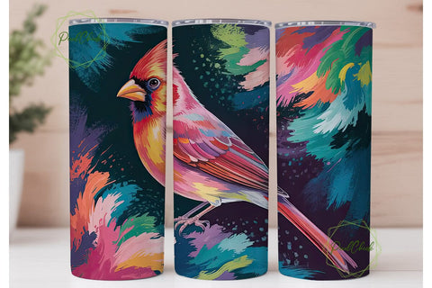 Cardinal Bird Abstract Art 20oz Tumbler Sublimation PixelChick 