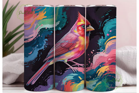 Cardinal Bird Abstract Art 20oz Tumbler Sublimation PixelChick 
