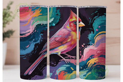 Cardinal Bird Abstract Art 20oz Tumbler Sublimation PixelChick 