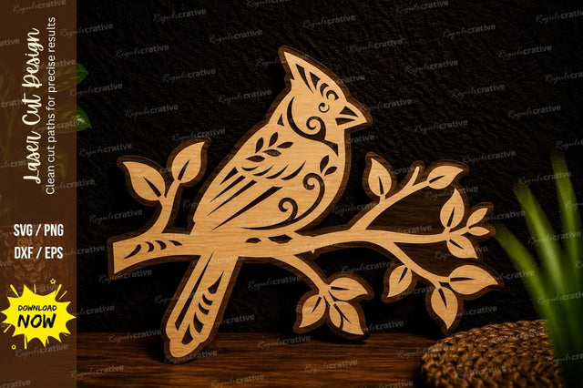 Cardinal Bird Branch Laser Cut SVG Design SVG Regulrcrative 