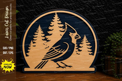 Cardinal Bird Forest Laser Cut Svg Design SVG Regulrcrative 