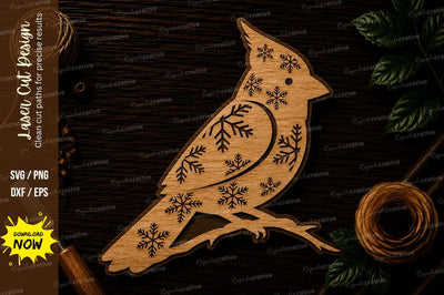Cardinal Bird Snowflake Ornament Laser Cut SVG File SVG Regulrcrative 
