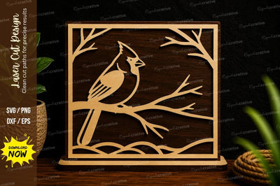 Cardinal Bird Square Frame Laser Cut Svg Design SVG Regulrcrative 