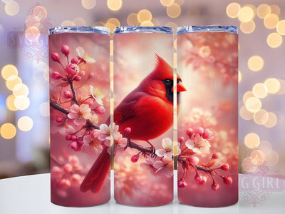 Cardinal Blossom Bird 20oz Tumbler, Cherry Blossom Design, Bird Sublimation PNG, Nature Inspired Tumbler, 20oz Floral Wrap, Cardinal Bird PNG, Elegant Blossom Tumbler Sublimation SvggirlplusArt 