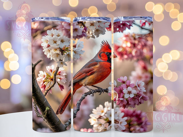 Cardinal Cherry Blossom 20oz Tumbler, Cardinal Bird, Cherry Blossom, Floral Design, Sublimation Wrap, 20oz Tumbler, Elegant Aesthetic, Nature Charm Sublimation SvggirlplusArt 