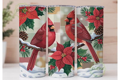 Cardinal Christmas Tumbler Wrap Sublimation PixelChick 