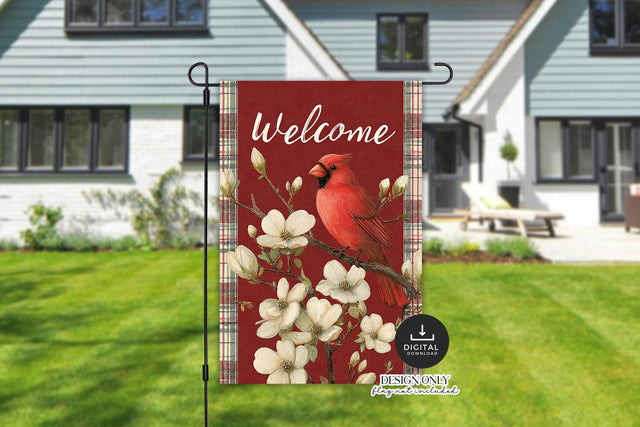 Cardinal Garden Flag Sublimation PNG Sublimation BijouBay 