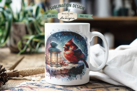 Cardinal Lantern Be Still | 11 & 15 oz Mug Sublimation Design Sublimation Ewe-N-Me Designs 