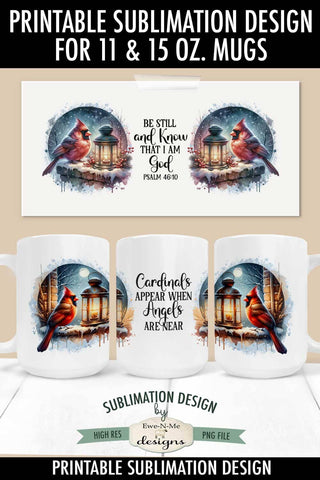 Cardinal Lantern Be Still | 11 & 15 oz Mug Sublimation Design Sublimation Ewe-N-Me Designs 