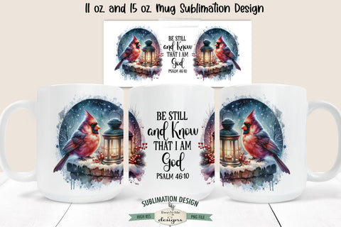 Cardinal Lantern Be Still | 11 & 15 oz Mug Sublimation Design Sublimation Ewe-N-Me Designs 