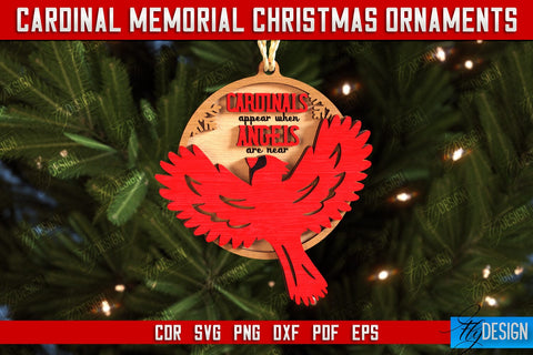 Cardinal Memorial Christmas Ornaments Bundle | Red Birds Memorial Ornament | Red Cardinals Christmas Memorial | Hanging Decor | CNC Files SVG Fly Design 