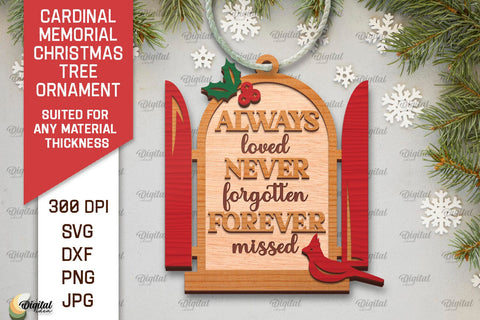 Cardinal Memorial Christmas Tree Ornaments Laser Cut Bundle SVG Evgenyia Guschina 