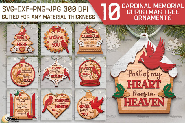 Cardinal Memorial Christmas Tree Ornaments Laser Cut Bundle SVG Evgenyia Guschina 