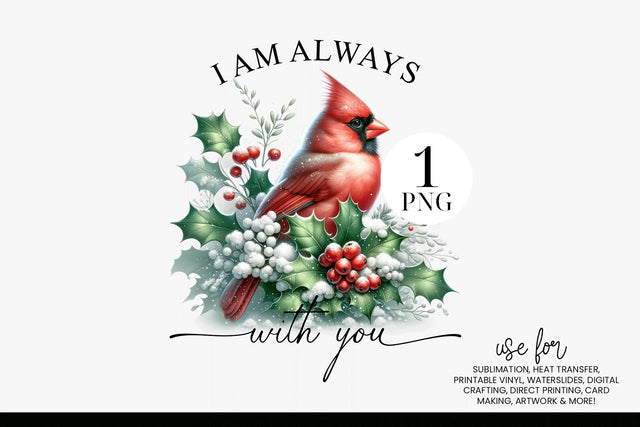 Cardinal Memorial I Am Always With You Sublimation Design Sublimation BijouBay 