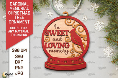 Cardinal Memorial SVG. Christmas Tree Ornament Laser Cut SVG Evgenyia Guschina 
