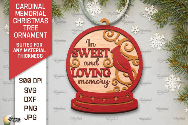 Cardinal Memorial SVG. Christmas Tree Ornament Laser Cut SVG Evgenyia Guschina 