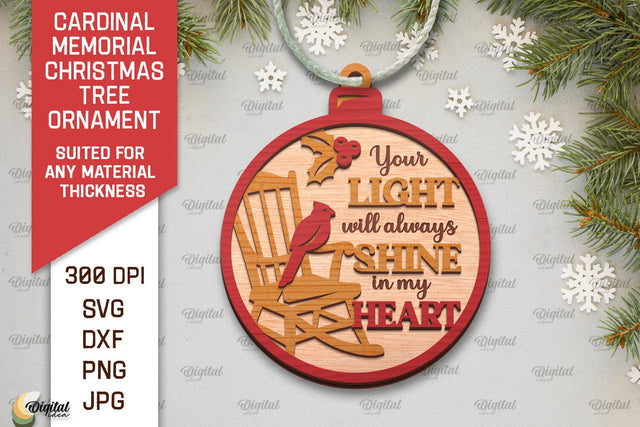 Cardinal Memorial SVG. Christmas Tree Ornament Laser Cut SVG Evgenyia Guschina 
