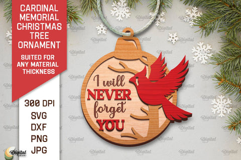 Cardinal Memorial SVG. Christmas Tree Ornament Laser Cut SVG Evgenyia Guschina 