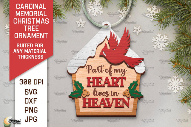 Cardinal Memorial SVG. Christmas Tree Ornament Laser Cut SVG Evgenyia Guschina 