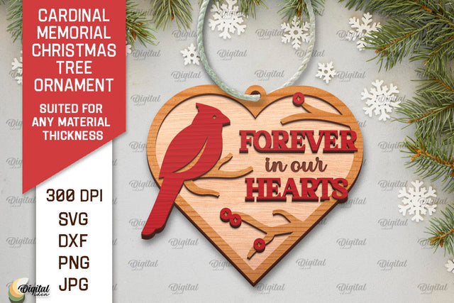 Cardinal Memorial SVG. Christmas Tree Ornament Laser Cut SVG Evgenyia Guschina 