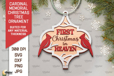 Cardinal Memorial SVG. Christmas Tree Ornament Laser Cut SVG Evgenyia Guschina 