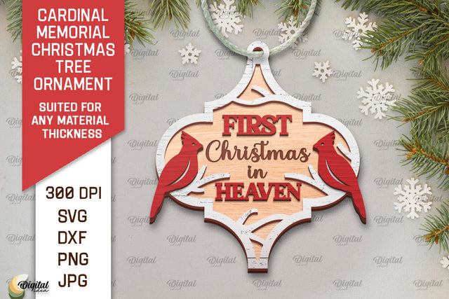 Cardinal Memorial SVG. Christmas Tree Ornament Laser Cut SVG Evgenyia Guschina 