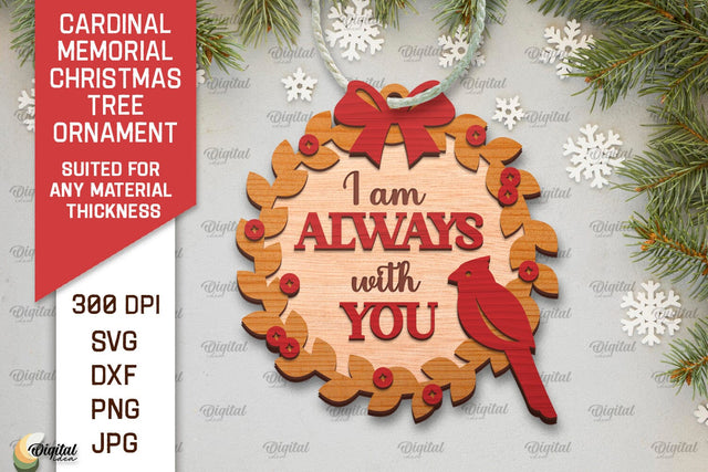 Cardinal Memorial SVG. Christmas Tree Ornament Laser Cut SVG Evgenyia Guschina 