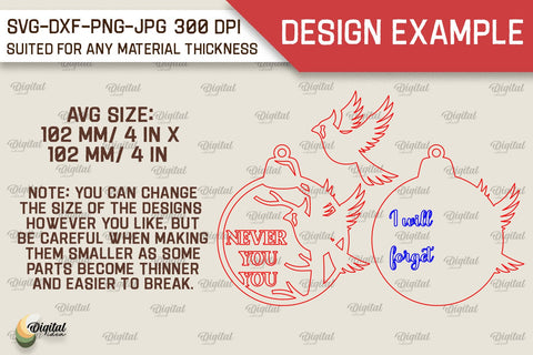 Cardinal Memorial SVG. Christmas Tree Ornament Laser Cut SVG Evgenyia Guschina 