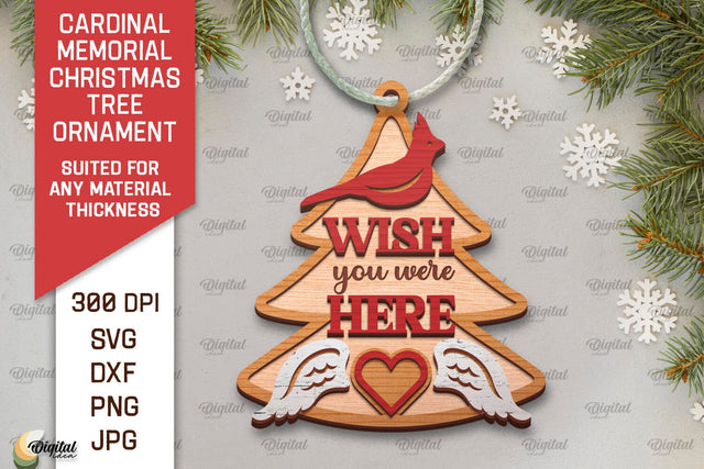 Cardinal Memorial SVG. Christmas Tree Ornament Laser Cut SVG Evgenyia Guschina 
