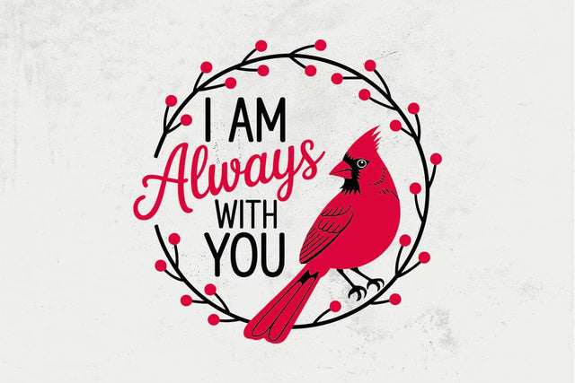 Cardinal SVG, memorial, I am always with you, remembrance, wreath branch svg SVG DesignDestine 