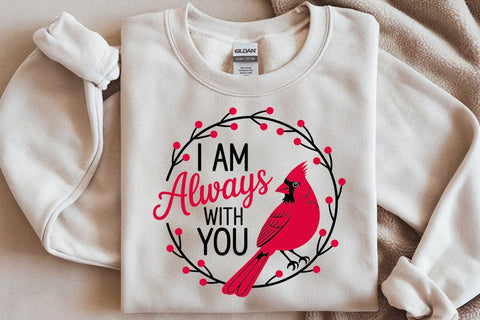 Cardinal SVG, memorial, I am always with you, remembrance, wreath branch svg SVG DesignDestine 
