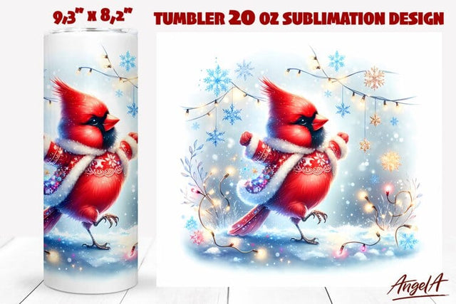 Cardinal tumbler, cardinal bird, Christmas tumbler wrap PNG Sublimation Angelina Semenova 
