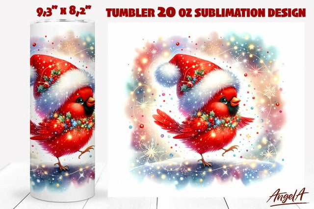 Cardinal tumbler, Christmas tumbler wrap, baby cardinal bird Sublimation Angelina Semenova 