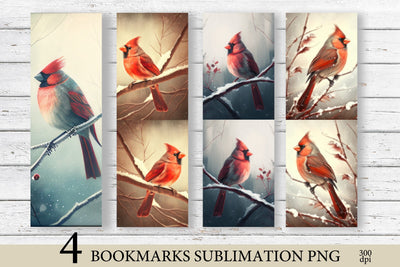 Cardinal Watercolor Bookmark Sublimation PNG. Christmas Bookmark Sublimation Olga Terlyanskaya 