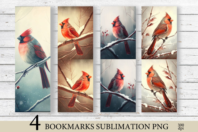 Cardinal Watercolor Bookmark Sublimation PNG. Christmas Bookmark Sublimation Olga Terlyanskaya 
