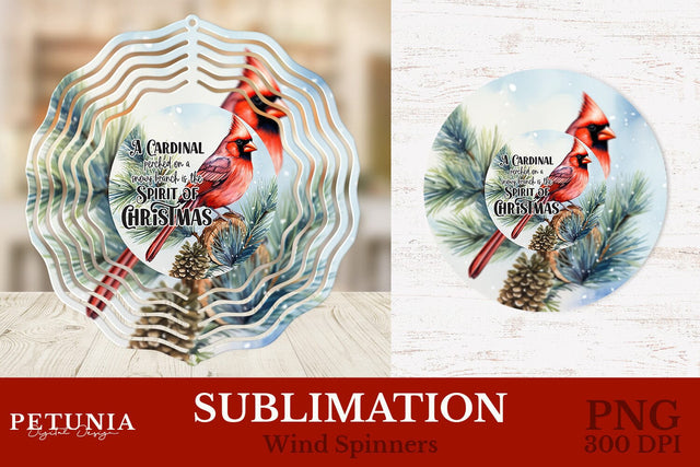 Cardinal Wind Spinner | Christmas Wind Spinner Sublimation Design Sublimation Petunia Digital Design 