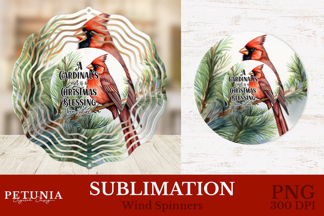 Cardinal Wind Spinner | Christmas Wind Spinner Sublimation Design Sublimation Petunia Digital Design 