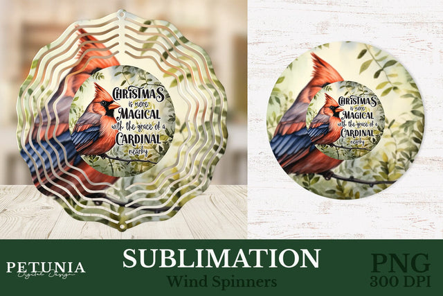 Cardinal Wind Spinner | Christmas Wind Spinner Sublimation Design Sublimation Petunia Digital Design 