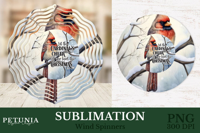 Cardinal Wind Spinner | Christmas Wind Spinner Sublimation Design Sublimation Petunia Digital Design 