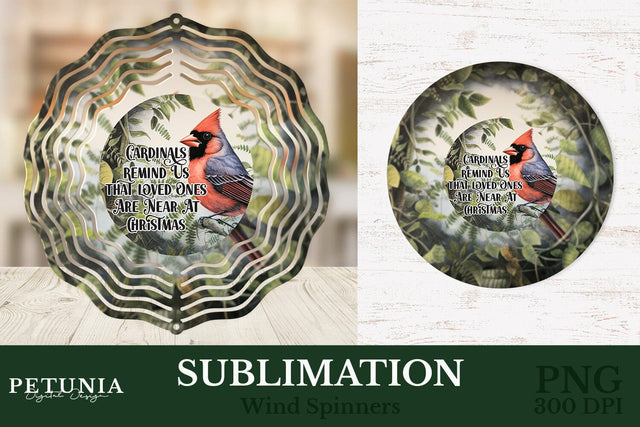 Cardinal Wind Spinner | Christmas Wind Spinner Sublimation Design Sublimation Petunia Digital Design 