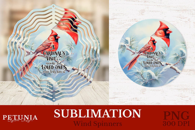 Cardinal Wind Spinner | Christmas Wind Spinner Sublimation Design Sublimation Petunia Digital Design 