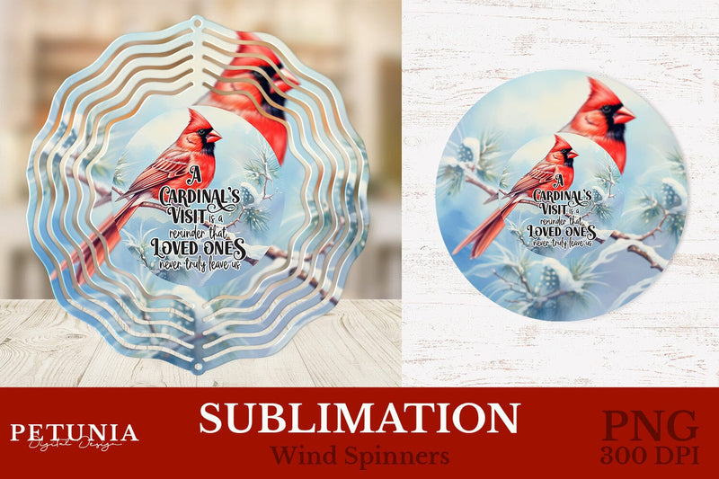 Cardinal Wind Spinner | Christmas Wind Spinner Sublimation Design Sublimation Petunia Digital Design 