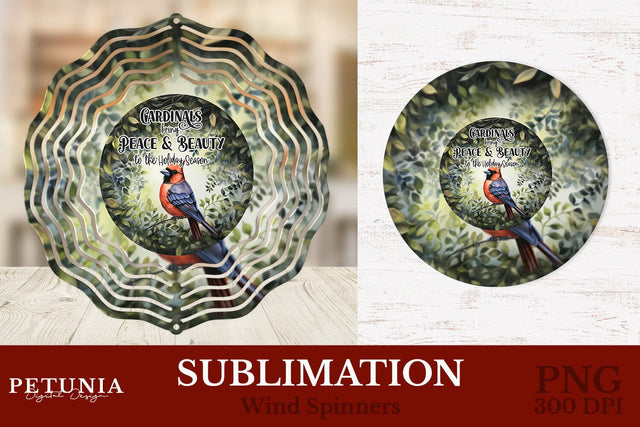 Cardinal Wind Spinner | Christmas Wind Spinner Sublimation Design Sublimation Petunia Digital Design 