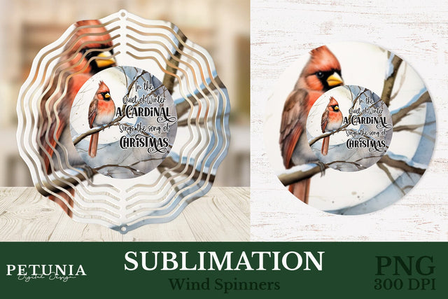 Cardinal Wind Spinner | Christmas Wind Spinner Sublimation Design Sublimation Petunia Digital Design 
