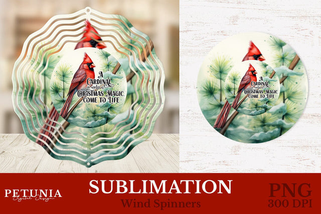Cardinal Wind Spinner | Christmas Wind Spinner Sublimation Design Sublimation Petunia Digital Design 
