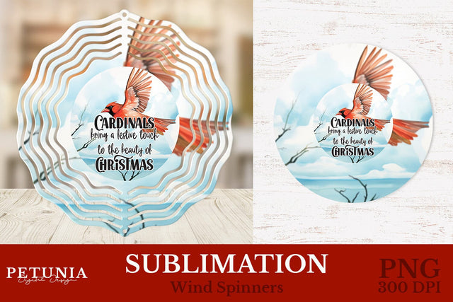 Cardinal Wind Spinner | Christmas Wind Spinner Sublimation Design Sublimation Petunia Digital Design 